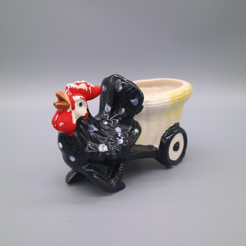 Vintage Shafford #4179 Rooster Pulling Cart Planter Hand Decorated Japan
